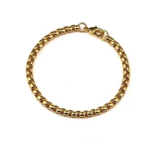 Brazalete de cadena de caja redonda italiana de 8 pulgadas de ancho relleno de oro amarillo de 18 quilates real N5KB - Imagen 1 de 2