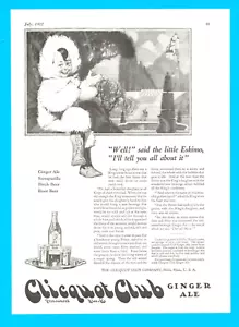 Cliquot Club soda ginger ale root beer 1922 antique PRINT AD Eskimo - Picture 1 of 3