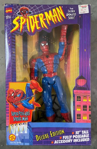 Spider-Man 10" Action Figure 1994 Toy Biz Animated Marvel Deluxe Edition 48408 Cover