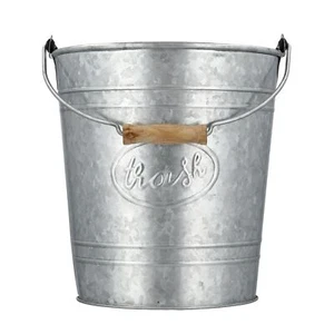 Rustic Farmhouse Bathroom Trash Can Country Style Galvanized Trash Can Bucket Wi - Picture 1 of 9