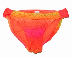 OP Rainbow Crochet Hipster Bikini Swim Bottom Girls XL Orange Yellow Pink Lace - Picture 1 of 5