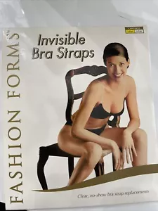 Invisible Bra Straps 2 Pair NEW Fashion Forms One Size Clear Poly w Metal Clasps - Picture 1 of 7
