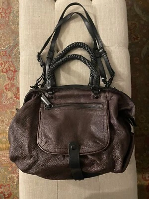 Bolso Cartera Gryson Olivia Marrón "Skye" Hecho en Italia Cuero Dos Tonos Foto 1 de 4