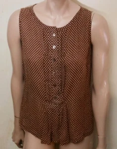 RENÉ LEZARD blusa manica corta marrone con pois bianchi 36 6 - Foto 1 di 6