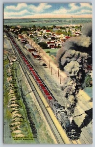 Postcard - Mining Hibbing Minnesota Class M4 locomotive pulling 185 ore cars 38 - Picture 1 of 2