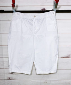 Catherines Womens Capri Pants Size 2X White High Rise Elastic Waist Pockets - Picture 1 of 7