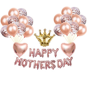 16" Rose Gold/Silve Happy Mothers Day Father's Day Balloons Party  uk online sho