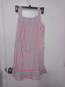 VINEYARD VINES ABACOS LINED STRIPED GIRLS SUMMER DRESS W Pockets RUFFLED HEM LG - Picture 1 of 11