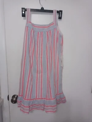 VESTIDO DE VERANO PARA NIÑAS A RAYAS FORRADO ÁBACOS VINEYARD VINES CON BOLSILLOS DOBLADILLO CON VOLANTES LG Foto 1 de 4