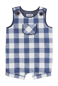 Mud Pie Baby Boy Navy and White Checked One Piece Outfit Size 6-9 Mos NEW - Picture 1 of 1