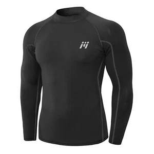 Men's Athletic Long Sleeve Compression Shirts Dry Fit Sports Gym Shirts Workout - Picture 1 of 8