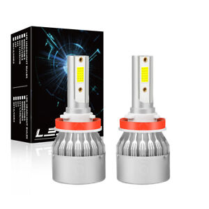 2pcs H11 H8 H9 LED Headlight Kit High Low Beam Bulbs Super Bright 6000K White