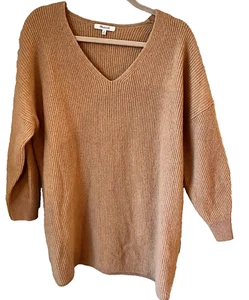 Madewell Plus Size Pullover V-Neck Sweater Wool Blend in Camel Size 2X Long - Picture 1 of 5