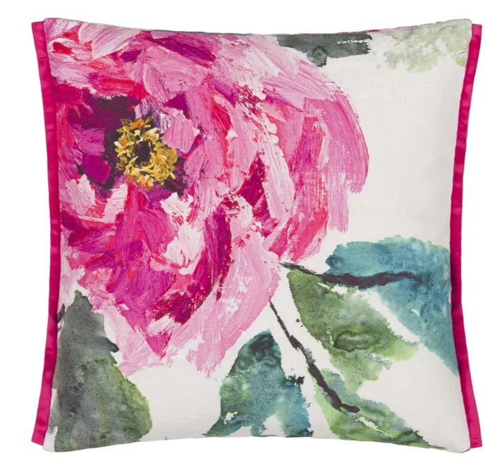 FUNDA DE COJÍN DE TELA GREMIO DE DISEÑADORES SHANGHAI JARDÍN PEONÍA 17x17" + Etiqueta DG/Ajuste Foto 1 de 1