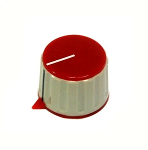 5pc Plastic Round Screw type Knob RN-110DH h= φ6.4mm Size= φ28.7x21mm Red Cap - Picture 1 of 6