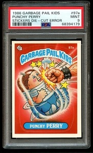 1986 Garbage Pail Kids PUNCHY PERRY *DIE CUT ERROR* #97a PSA 9 MINT - VERY RARE! - Picture 1 of 2