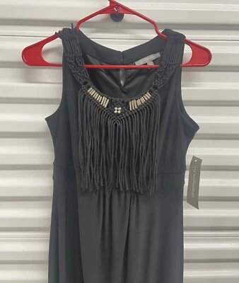 Vintage NY Collection Black Tassel Dress Maxi, Festival, Boho, Western NWT VTG - Image 1 of 4