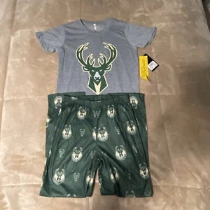 MILWAUKEE BUCKS BOYS SLEEP PAJAMA PANTS & SHIRT YOUTH 10 NWT POLYESTER - Picture 1 of 9