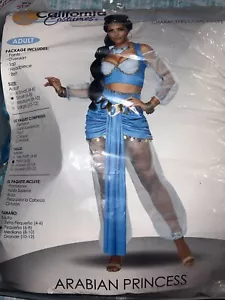 Blue Arabian Princess Jasmine Inspired Adult Costume Small 6-8 New With Tags - Picture 1 of 2