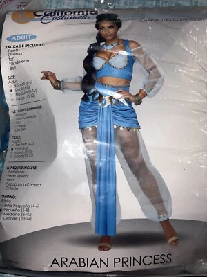 Blue Arabian Princess Jasmine Inspired Adult Costume Small 6-8 New With Tags - Image 1 of 2