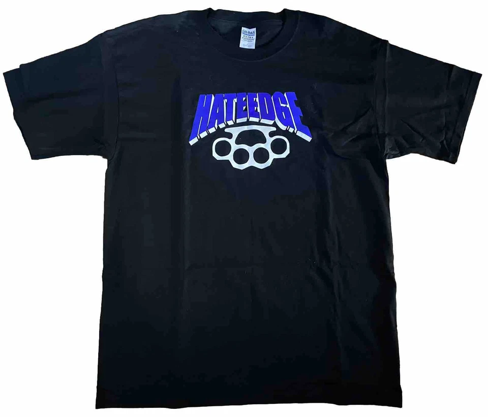 Camiseta XL VINTAGE AÑOS 90 HATE EDGE Madball Logo Estilo Latón Nudillos Negra NYHC Oi Foto 1 de 1