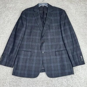 Joseph Abboud Heritage Wool Blazer Jacket Mens 44R Gray Windowpane Sport Coat - Picture 1 of 16
