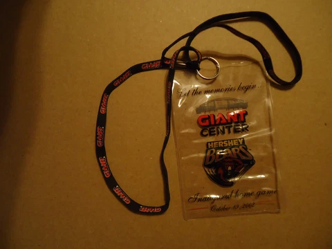 Hershey Bears Inaugural Home Game lanyard for ticket 10 19 2002 Giant Center PA Cover