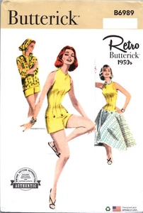 Butterick 6989 Vintage Retro Años 50 Mono Blusa Falda Costura Patrón Misses Talla - Imagen 1 de 2