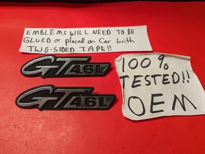 ✅OEM 1996-1998 FORD MUSTANG GT & CONVERTIBLE FENDER EMBLEM SET LH RH CHROME NICE - Image 1 of 4