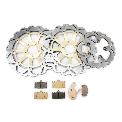 Gold Front Rear Brake Rotors Discs Pads For Kawasaki ZX-9R Ninja 900 1994-1995 — 第 1/4 张图片