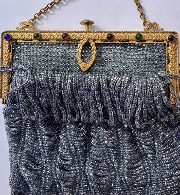 Antique Victorian Beaded Purse With Gemstones - Image 1 of 4