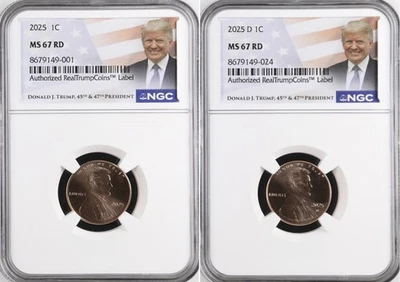 2025 P D Penny Lincoln Shield Cent NGC MS 67 - Trump Label - Image 1 of 2