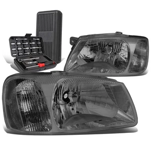For 2000-2002 Accent Pair Smoked Housing Clear Side Bumper Headlights+Tool Box - Picture 1 of 6