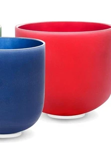 TOPFUND (8"F+7"C+6"A) Set of 2 Color Crystal Singing. Bowls with Case.READ! - Picture 1 of 19