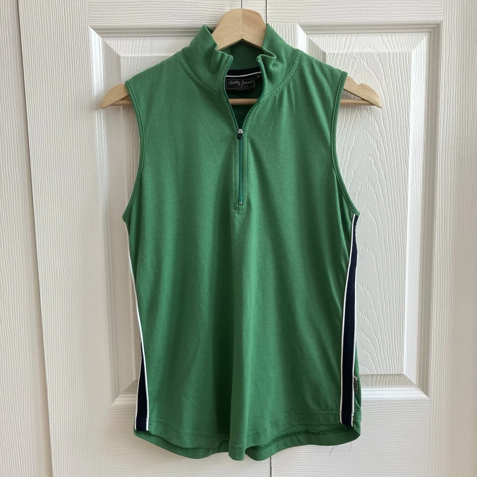 Camiseta sin mangas polo vintage Y2K verde media cremallera para mujer M ropa deportiva retro Foto 1 de 4