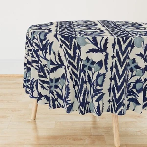 Folk Floral Streifen Floral Streifen Bedruckt Runde Tischdecke, Runde Tischdecke - Bild 1 von 5