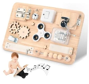 Montessori Wooden Busy Board - Sensory Toys for Toddlers Fine Motor Skills - - Picture 1 of 7