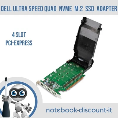 DELL ULTRA SPEED QUAD NVMe  M.2 - Sata SSD Adapter 06N9RH DPWC400  4 Slot  High - Immagine 1 di 3
