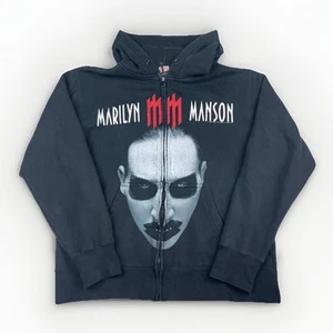 VTG 2003 Marilyn Manson TITNS Golden Age of Grotesque Full Zip Hoodie Read* - Foto 1 di 18
