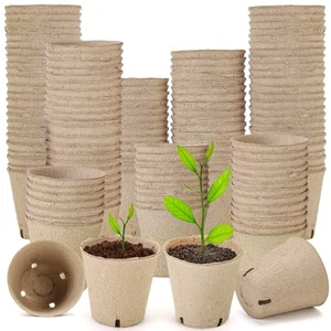 Seed Starter Trays, 174 Pcs 3.15 Inch Round Biodegradable Peat Pots, Drainage... - Picture 1 of 7