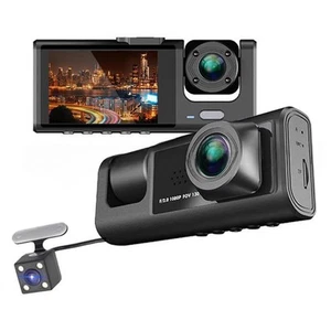 Caméra de tableau de bord HD 1080P triple objectif pour couverture routière co - Photo 1 sur 9