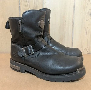 Harley-Davidson Herren Startex Schwarz Leder Motorradstiefel D96090 Größe 11,5 - Bild 1 von 16