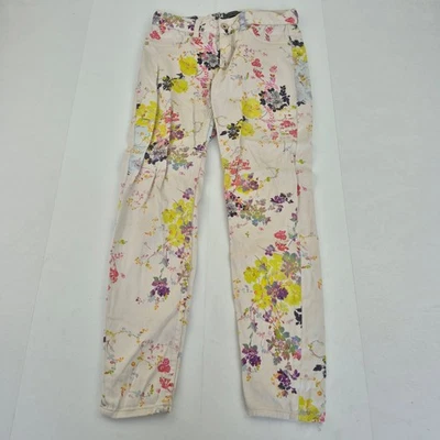 TED BAKER Trousers W26 8 Beige Women's Floral Cotton Stretch Slim - Image 1 of 4
