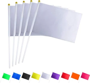25er Pack Solide Weiße Leere Flagge Klein Mini Uni Weiß Zum Selbermachen Fahnen Am Stick, Party - Bild 1 von 6