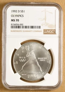 1992 D Olympics Commemorative Silver Dollar NGC MS70 - Picture 1 of 2
