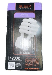 NEW SLEEK 23W GU24 4200K Spiral Twist Lock Base CFL Light Bulb 100W Equivalent - Picture 1 of 5