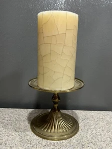 Vintage Messing Stumpen Rund Kerzenständer Halter Pomeroy Crackle 4,5" unbenutzt Kerze - Bild 1 von 9