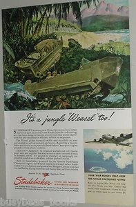 1945 STUDEBAKER advertisement, Weasel tracked personnel transport, WWII jungle - Foto 1 di 3