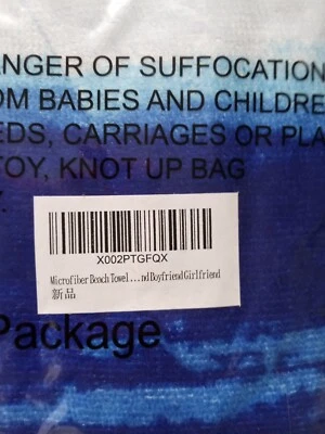 Toalla de playa de microfibra azul/blanco NUEVA (SELLADA AL VACÍO) Foto 1 de 4