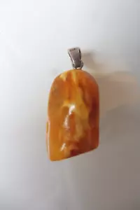 Butterscotch, Bello, Grande Ciondolo In Ambra Con Argento 925 - Foto 1 di 5